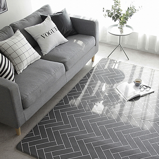 데코뷰 모던 헤링본 양면쿠션 거실매트 (200x140cm)_이미지