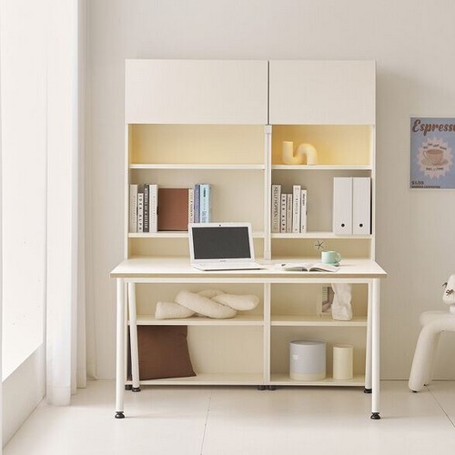 에듀S E0자재 공부방 LED 학생 책장 책상 6단 1400 세트