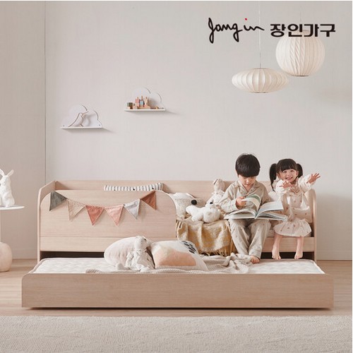 장인가구 뉴피터 저상형 슬라이딩 2단침대 SS (낮은포켓+낮은포켓)_이미지
