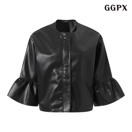 GGPX 벌룬 라운드 집업 레더 자켓 GPCJK003D이미지입니다. 누르면 해당 게시물로 새창이동합니다.