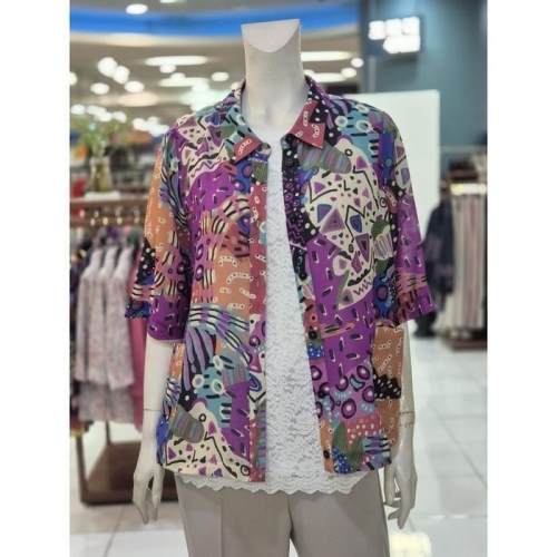 포라리 세이브존05 비비드 아트워크 레트로 여름 반팔 셔츠 LB24171_이미지