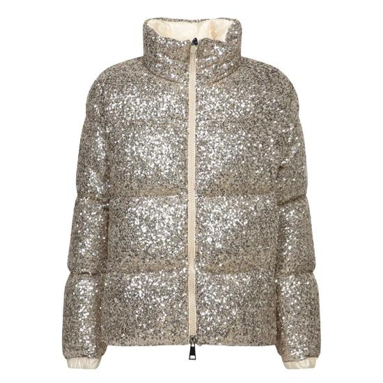 몽클레르 Padded 자켓 with silver sequin fabric Front 집 closure High collar 1A00.._이미지