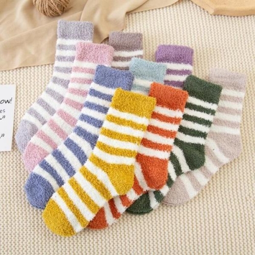 깨비몰 여성 배색 스트라이프 수면 양말 10컬러 S9368698_이미지