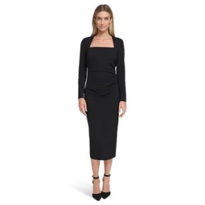 캘빈클라인 우먼 Scuba Crepe 롱 슬리브 미디 Sheath 블랙 902855