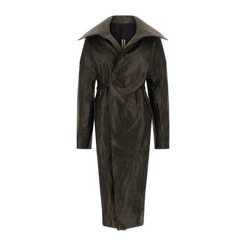 릭오웬스 드라쿠칼라 벨티드 맥시 칼라 가죽 코트 RO02E4969LNV