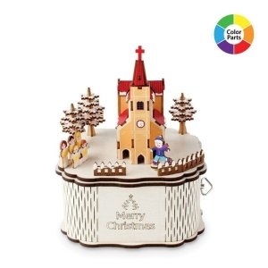 회전 우드오르골 메리크리스마스-교회