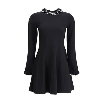 발렌티노 볼란트 장식 니트 드레스 152051610