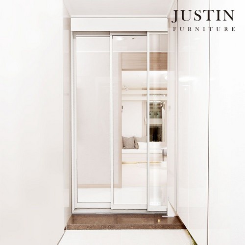 저스틴퍼니처 웰컴 초슬림 3연동 ㅡ자 투명유리 오픈형 중문 (~1.5m)_이미지