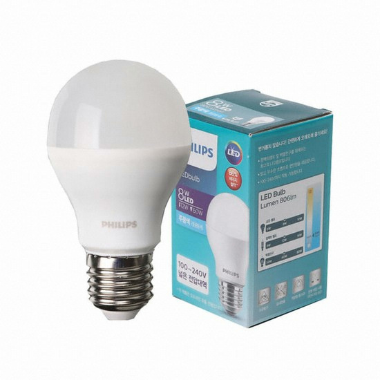 필립스  LED 에센셜 벌브전구 주광색 8W