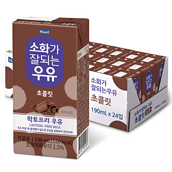 매일유업 소화가 잘되는 우유 초콜릿 락토프리 우유 190ml (멸균) (48개)_이미지