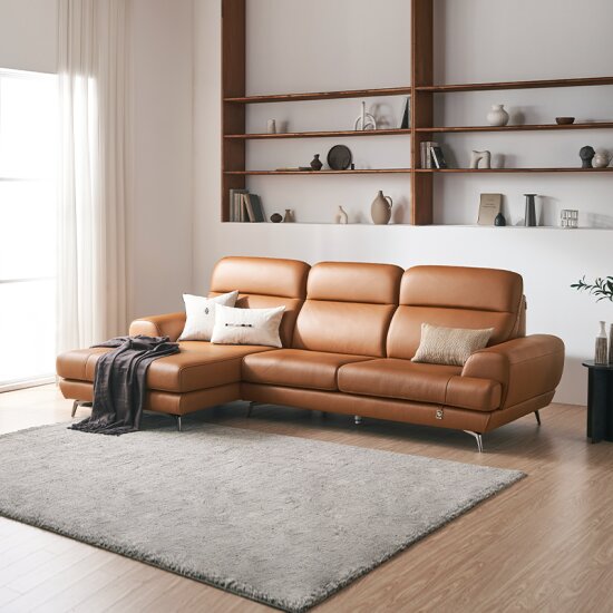 다우닝  디오스 카우치 전체 천연통가죽 소파 4인용