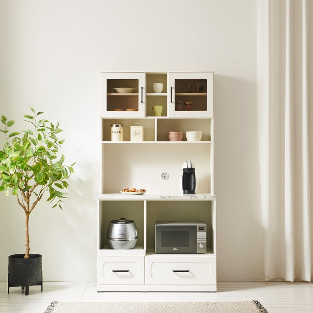 리빙디자인연구소 아빠의주방 파파 렌지형 홈바 상부장 세트 1000