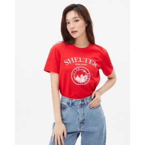 베이지 실켓터치 시티 프린트 티셔츠 PR7CH361_이미지