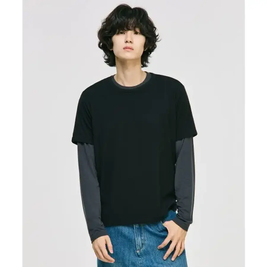 홈플러스 시그니처 실켓 레이어드 긴팔 티셔츠 블랙 1980860