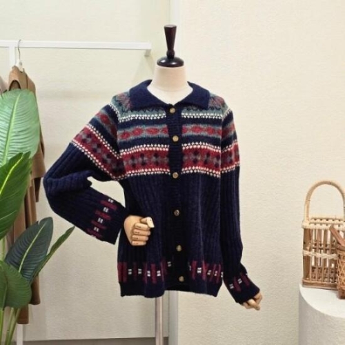 포커스 FW4J3KC31394 노르딕 패턴 카라넥 가디건