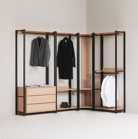 온월가구 아이언 코너 행거서랍형 드레스룸 세트 3200