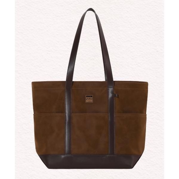트릴리온 TRILLION 레더 패치 스웨이드 토트백_브라운 TRAC08BR 320008