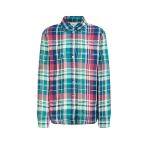 헤지스레이디스 여성 린넨 마드라스체크 셔츠 블루 HSSH6B311B3_이미지