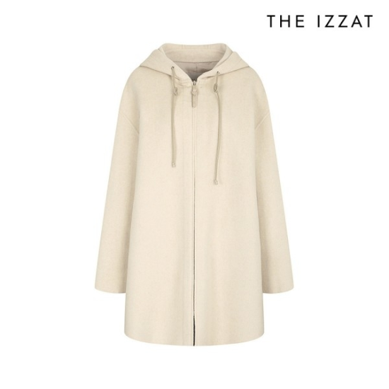 더아이잗(TheIzzat) 레더 스트링 울 후드 코트 INBA0CT04
