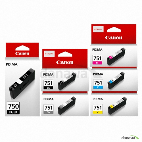 Canon 정품 PGI-750XL PGBK, CLI-751XL BK/C/M/Y/GY 6색 세트