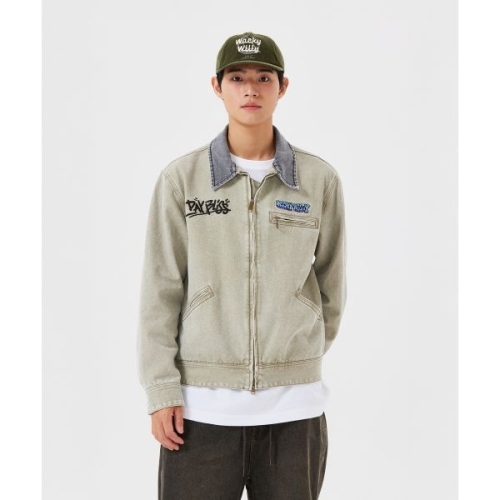 와키윌리 카라 배색 워크자켓 베이지 WA2503JK33BE_이미지