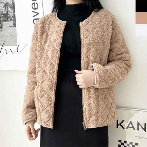 오노마 ONM 여성 뽀글이 패딩자켓 1P 노카라 양털 누빔 겨울 점퍼 9283871_이미지