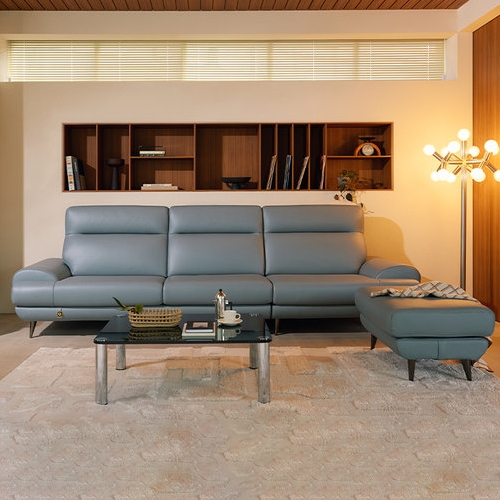  다우닝 클로 전체 천연가죽 소파 3.5인용[스툴포함]