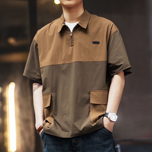 엘르옴므 ROYALB 아메리칸 빈티지 크래쉬 컬러 속건 반집업 카라넥 반팔 폴로 남성 여름 상의 K071603 M 낙타색이미지입니다. 누르면 해당 게시물로 새창이동합니다.