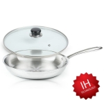 한일스텐레스 올파이브 통5중 스텐 프라이팬 (28cm+유리뚜껑)_이미지