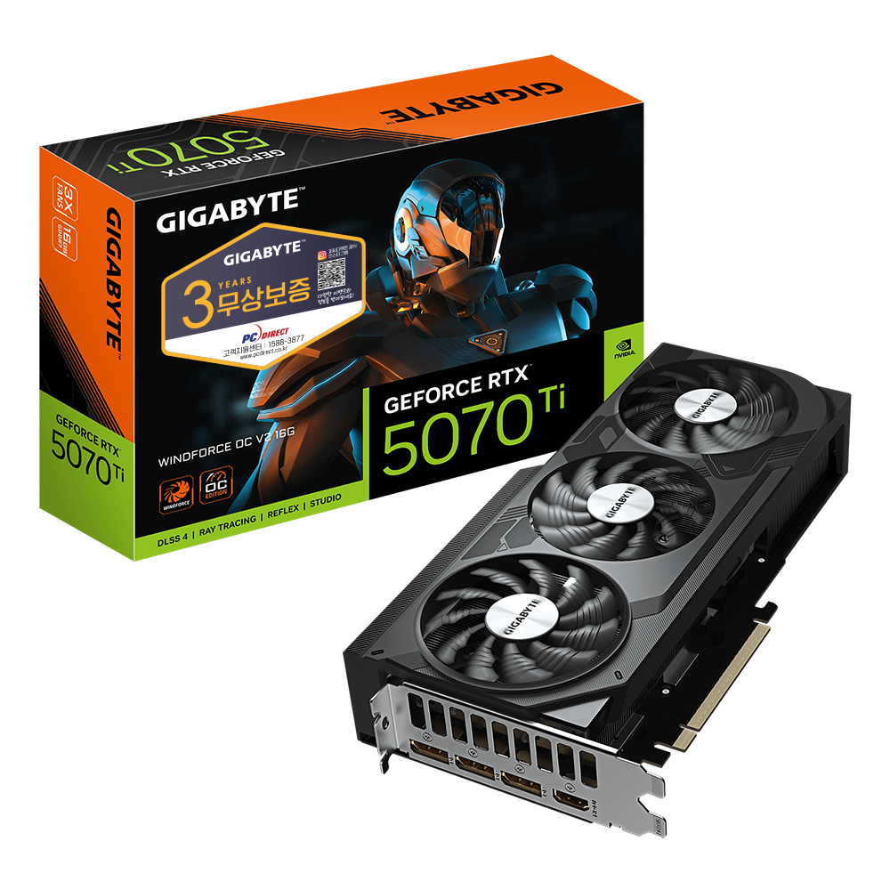GIGABYTE 지포스 RTX 5070 Ti WINDFORCE OC V2 D7 16GB 피씨디렉트이미지입니다. 누르면 해당 게시물로 새창이동합니다.