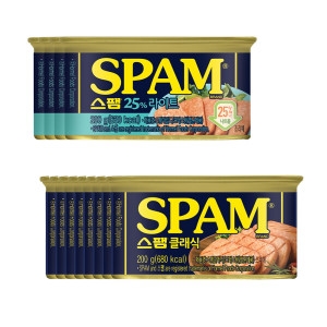CJ제일제당 스팸 클래식 200g 8개 + 스팸 25% 라이트 200g 4개