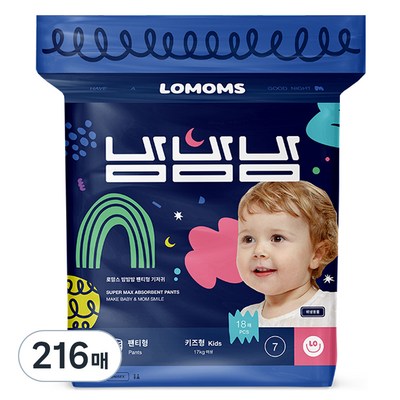 로맘스 밤밤밤 팬티형 기저귀 7단계-공용 (216매)_이미지