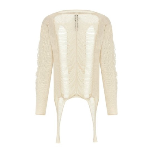 릭오웬스 프레이징 앤 컷아웃 디테일 울 스웨터 RR01E5671KGRID