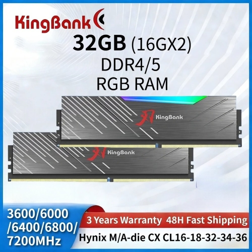 닉스 킹뱅크 램 DDR5 RGB 16GBX2 3600/6000/6400/6800/7200MHz 하이 A/M-다이 CL16-18-.._이미지