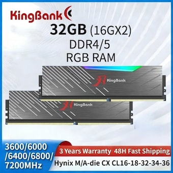 닉스 킹뱅크 램 DDR5 RGB 16GBX2 3600/6000/6400/6800/7200MHz 하이 A/M-다이 CL16-18-..
