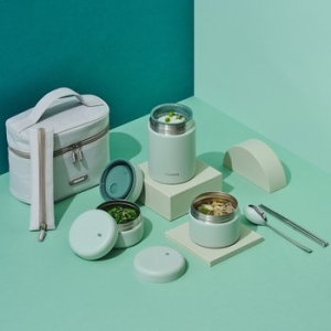 SGC솔루션 글라스락 플레인 보온도시락 세트 970ml