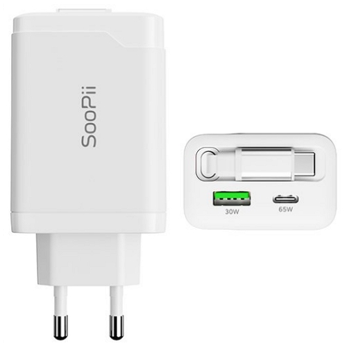 SooPii PD PPS 65W 2포트 GaN 충전기 3U35KR_이미지