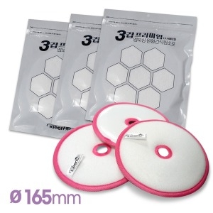 165mm 건식 원형 3겹 청소포 66매 + 부착패드 1set 3매입 에브리봇 쓰리스핀 전용