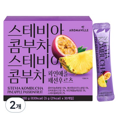 아로마빌 스테비아 콤부차 파인애플 패션후르츠 30개입 (2개)_이미지
