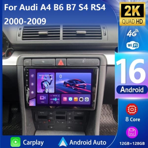 안드로이드 16 카플레이 안드로이드 오토 2K 화면 카 라디오 멀티미디어 플레이어 A4 2 3 B6 B7 S4 RS4 20..