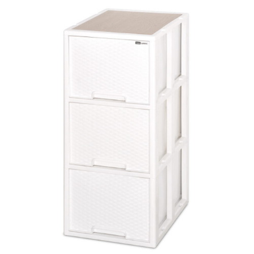 모아시스템즈 우드 라탄 하이 서랍장 3단