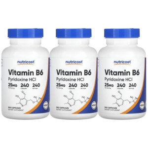 뉴트리코스트 비타민B6 피리독신 HCl 25mg 240캡슐 (3개)_이미지