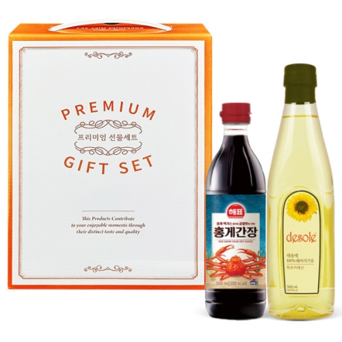 사조대림외 데솔레 해바라기유 500ml + 해표 홍게간장 500ml 선물세트