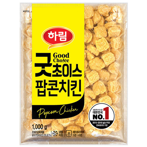 하림 굿초이스 팝콘치킨 1kg (5개)_이미지
