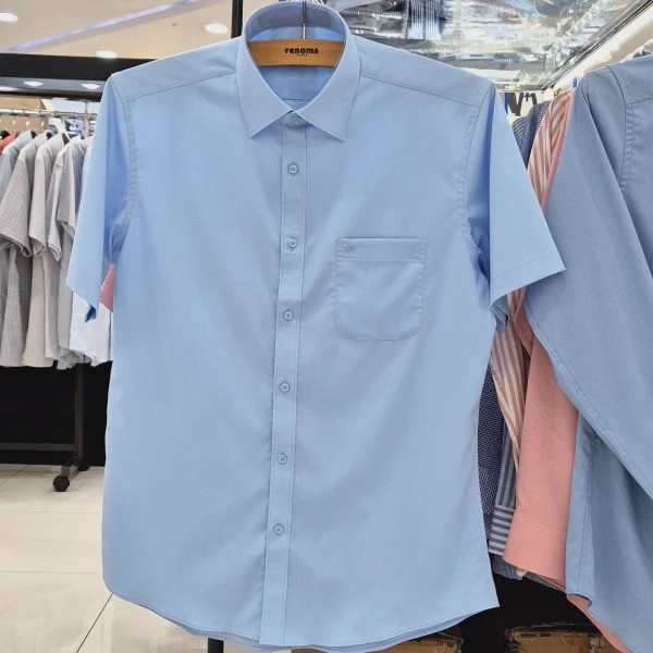 레노마 반소매일반핏활동성 편한폴리 스판 평직여름 정장 셔츠 RZUSGP009 BU_US