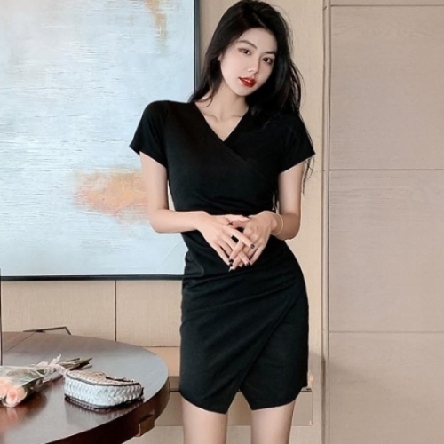 블랙 미니 랩원피스 하객룩 30대 클럽 파티 반팔_19870633_667501