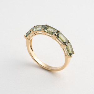 14K 팔레트 라인 그린 사파이어 반지 LRD25011D