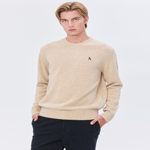 LF 헤지스 남성 베이지 짜임 울 니트_WHSW4D204I1