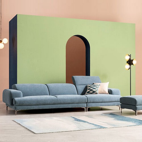 에싸 밀란 헤드기능 카시미라 패브릭 소파 4인용 (스툴포함)_이미지