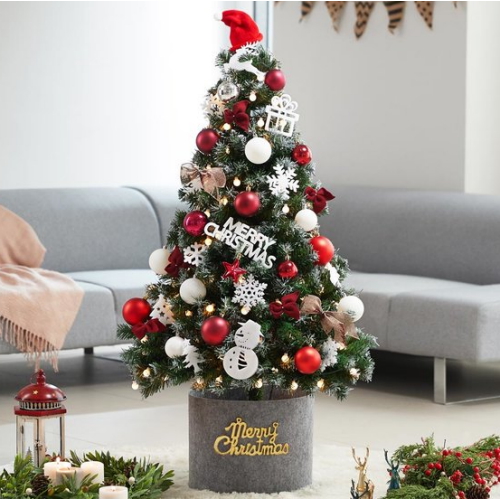 아웃팅 ㅤ크리스마스트리 풀세트 벨벳 버건디 (130cm)_이미지